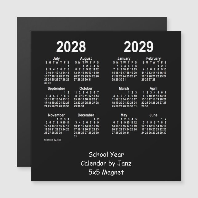 2028-2029 Skolårskalender av Janz Neon White (Fram/baksida)