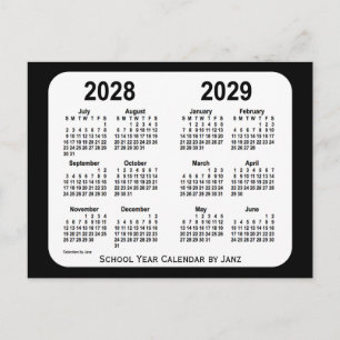 2028-2029 Svartvit skolkalender från Janz Vykort