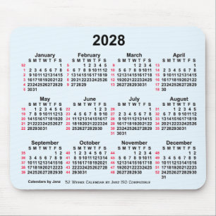 2028 Alice Blue 52 veckor ISO Calendar av Janz Musmatta
