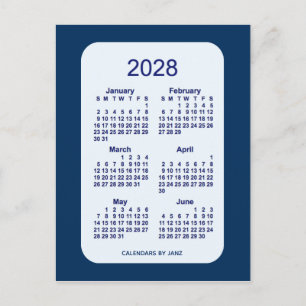 2028 Alice Blue 6 Month Mini Calendar av Janz Vykort