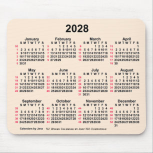 2028 Antique White 52 Weeks ISO Calendar av Janz Musmatta