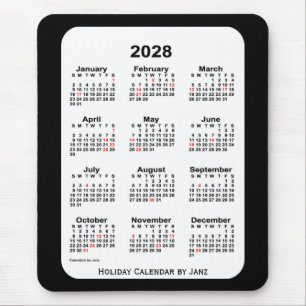 2028 års Helgdag - svart kalender från Janz Musmatta