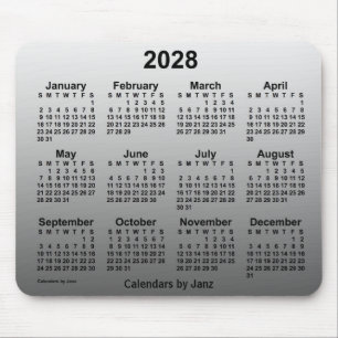 2028 års inmatade vita kalender av Janz Mouse Pad Musmatta