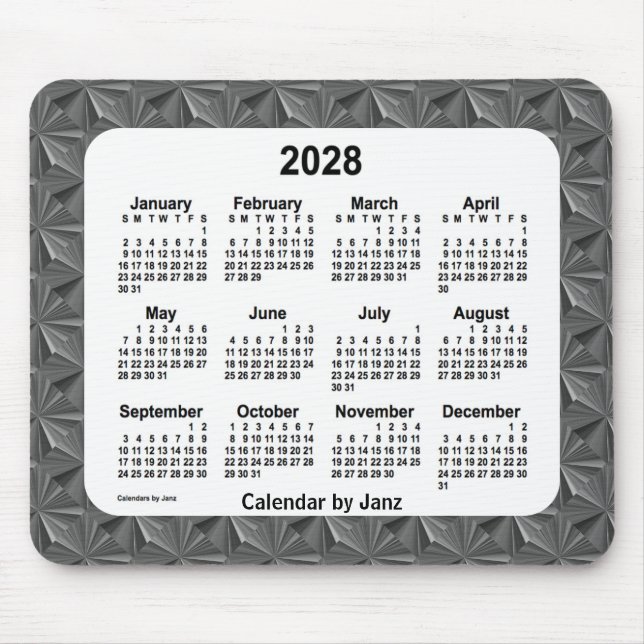 2028 års kalender för svarta diamanter från Janz Musmatta (Framsidan)