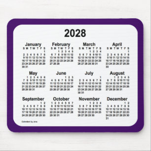 2028 års Lila- och vitkalender av Janz Two Tone Musmatta
