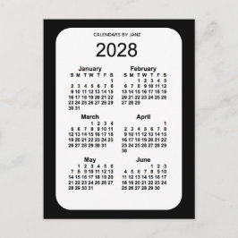 2028 Black 6 Month Mini Calendar från Janz Vykort