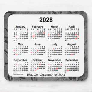 2028 Black Helgdag Art Calendar av Janz Mouse Pad Musmatta
