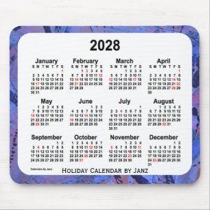 2028 Blue Helgdag Art Calendar från Janz Musmatta
