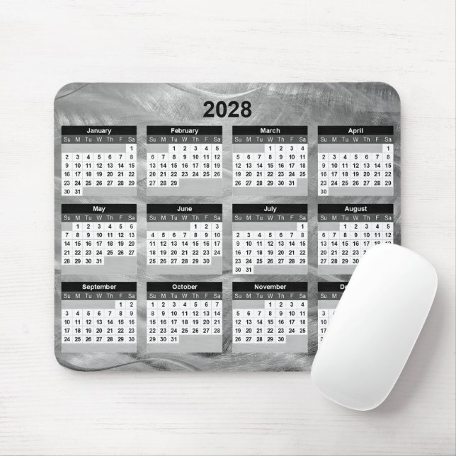2028 Calendar Brushed Steel Wavy Abstract Musmatta (Med mus)