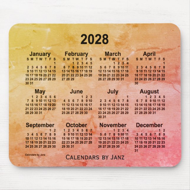 2028 Foiled Grått Calendar av Janz Mouse Pad Musmatta (Framsidan)