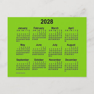 2028 Gul Grön Mini Kalender av Janz Vykort