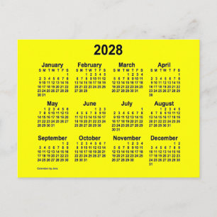 2028 Gul Mini Kalender av Janz Vykort