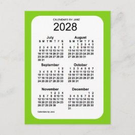 2028 Gult Grönt 6 Mini Calendar av Janz Vykort