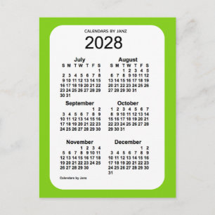 2028 Gult Grönt 6 Mini Calendar av Janz Vykort