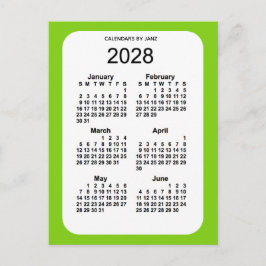 2028 Gult Grönt 6 Mini Calendar av Janz Vykort
