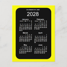 2028 Gult Neon 6 månaders Mini Calendar av Janz Vykort