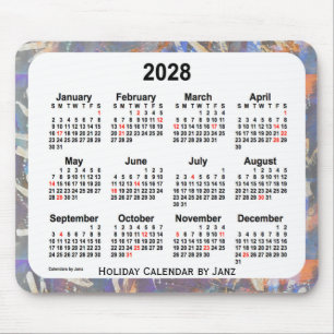 2028 Helgdag Art Calendar av Janz Mouse Pad Musmatta