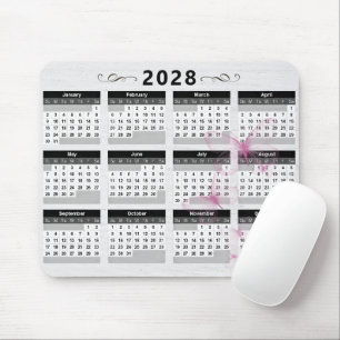 2028 Kalender Fjärilar På Trä Musmatta