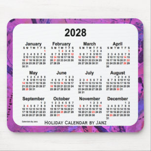 2028 magentafärgade helgdagkonstkalender vid Janz Musmatta