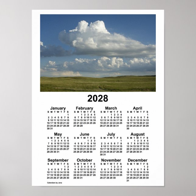 2028 Nebraska Sandhills kalender från Janz Poster (Framsidan)