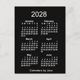 2028 Neon White 6 Month Mini Calendar från Janz Vykort