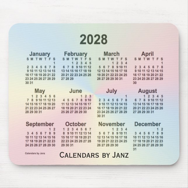 2028 Rainbow Cloud Calendar av Janz Musmatta (Framsidan)