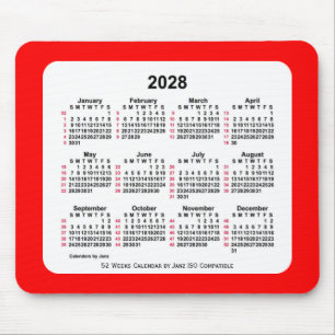 2028 Red 52 Weeks ISO Calendar av Janz Two Tone Musmatta