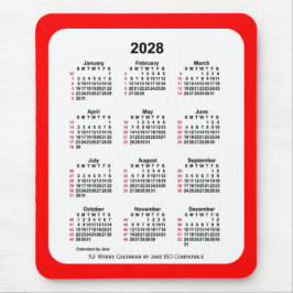 2028 Red 52 Weeks ISO Calendar av Janz Two Tone Musmatta