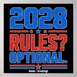 2028 Regler Valfri Rolig Politisk Humor Val Poster