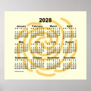 2028 Soliga dagar Kalender av Janz Affisch
