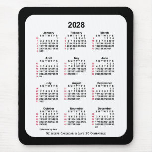 2028 svart 52 veckors ISO-kalender av Janz Two Ton Musmatta