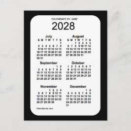 2028 Svart 6 månaders mini-kalender av Janz Vykort
