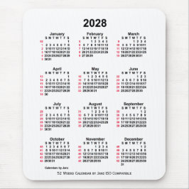 2028 Vit 52 veckor ISO-kalender från Janz Musmatta