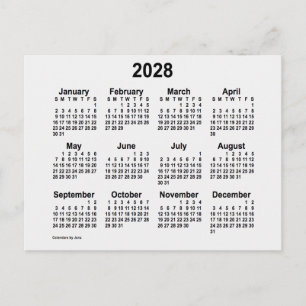 2028 Vit Rök Mini Kalender av Janz Vykort