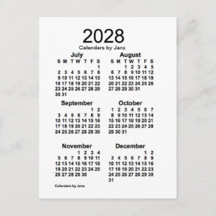 2028 Vit sexmånaderskalender från Janz Vykort
