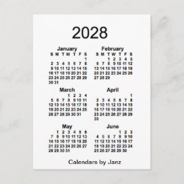 2028 Vit sexmånaderskalender från Janz Vykort