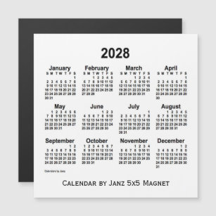 2028 Vitbok från Janz 5 x 5 Magnet
