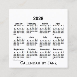 2028 Vitbok från Janz Square-Affärskortet Fyrkantigt Visitkort