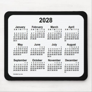 2028 White on Black Calendar från Janz Two Tone Musmatta