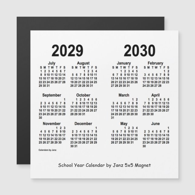 2029-2030 års vitbokskalender från Janz (Fram/baksida)