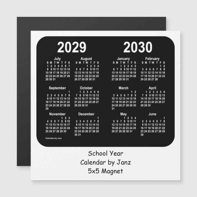 2029-2030 Black and White School Calendar av Janz (Fram/baksida)