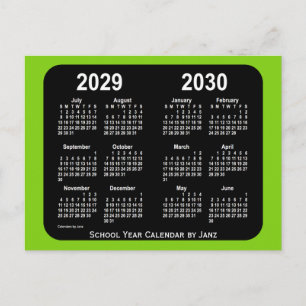 2029-2030 Gulgrön Neon Skolkalender av Janz Vykort