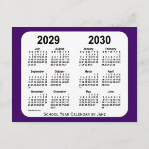 2029-2030 Lila Mini School Year Calendar by Janz Vykort
