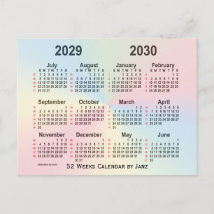 2029-2030 Regnbåge 52 veckors kalender från Janz Vykort