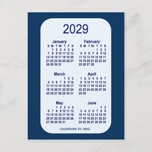 2029 Alice Blue 6 Month Mini Calendar av Janz Vykort