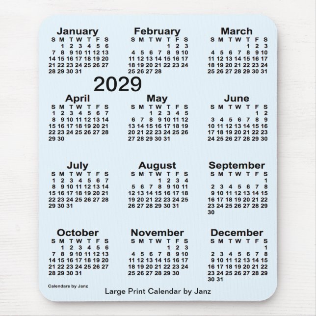 2029 Alice Blue Large Print Calendar från Janz Musmatta (Framsidan)
