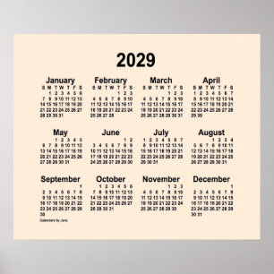 2029 Antik Vit Kalender av Janz Print Poster