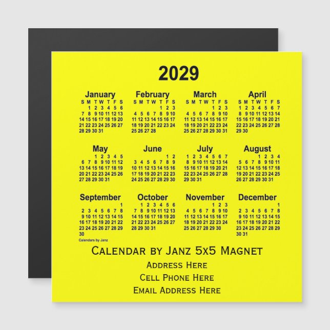 2029 års Gult - affärskalender från Janz (Fram/baksida)