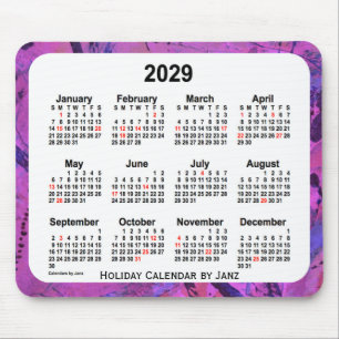 2029 års Helgdag Art Calendar av Janz Musmatta