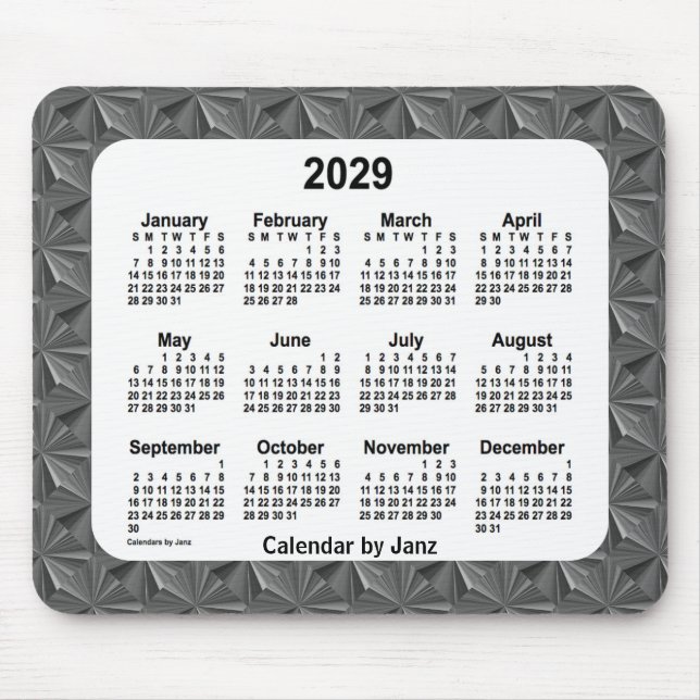 2029 års kalender för svarta diamanter från Janz Musmatta (Framsidan)